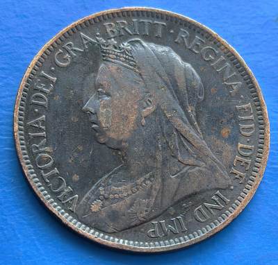 英国1900年半便士维多利亚老年皇冠披莎版