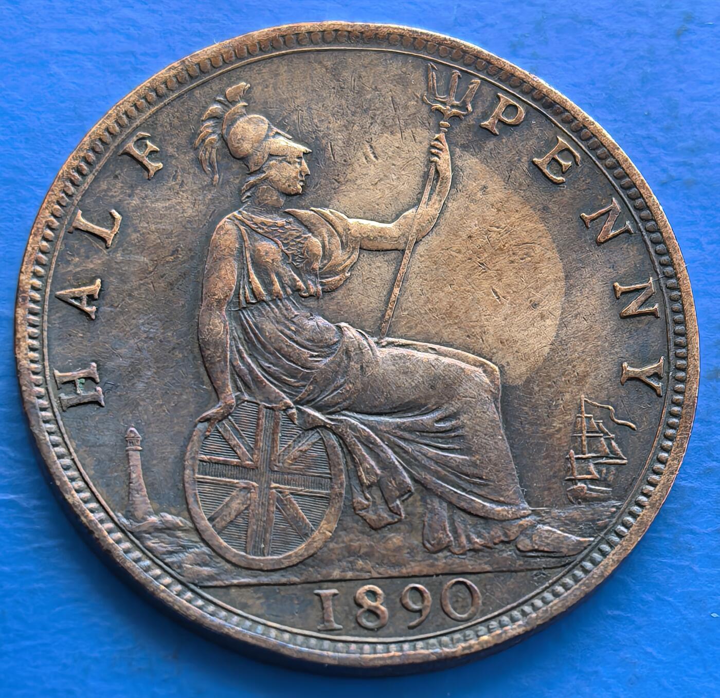 英国1890年半便士维多利亚中年版