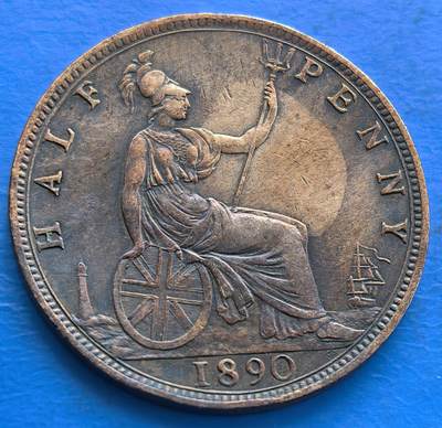 英国1890年半便士维多利亚中年版