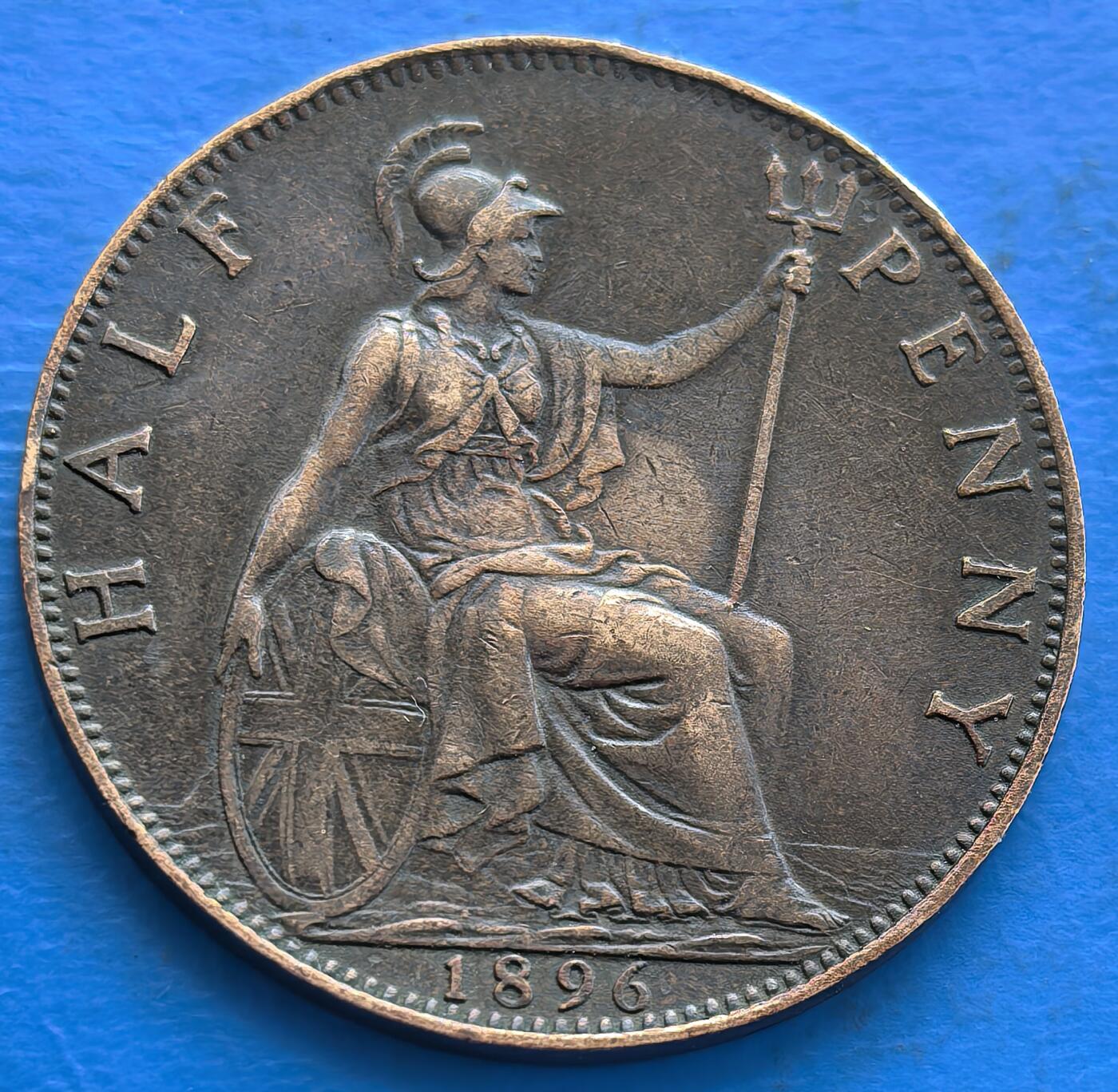 英国1896年半便士维多利亚老年皇冠披莎版