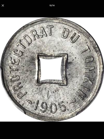 法属印度支那的中孔机制币