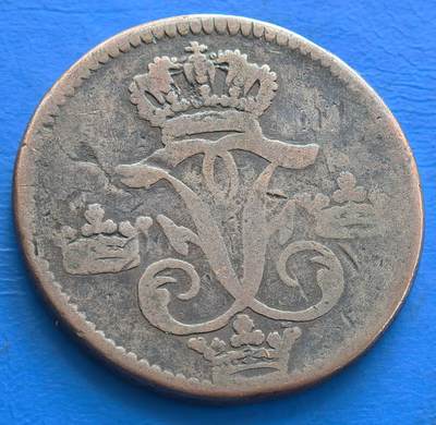 瑞典1747年1欧尔大铜币直径29.6mm,重14克