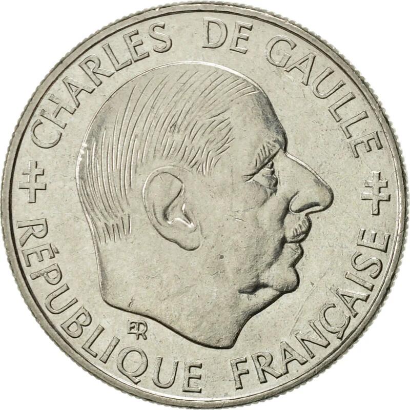 法国1988年戴高乐头像一法郎硬币