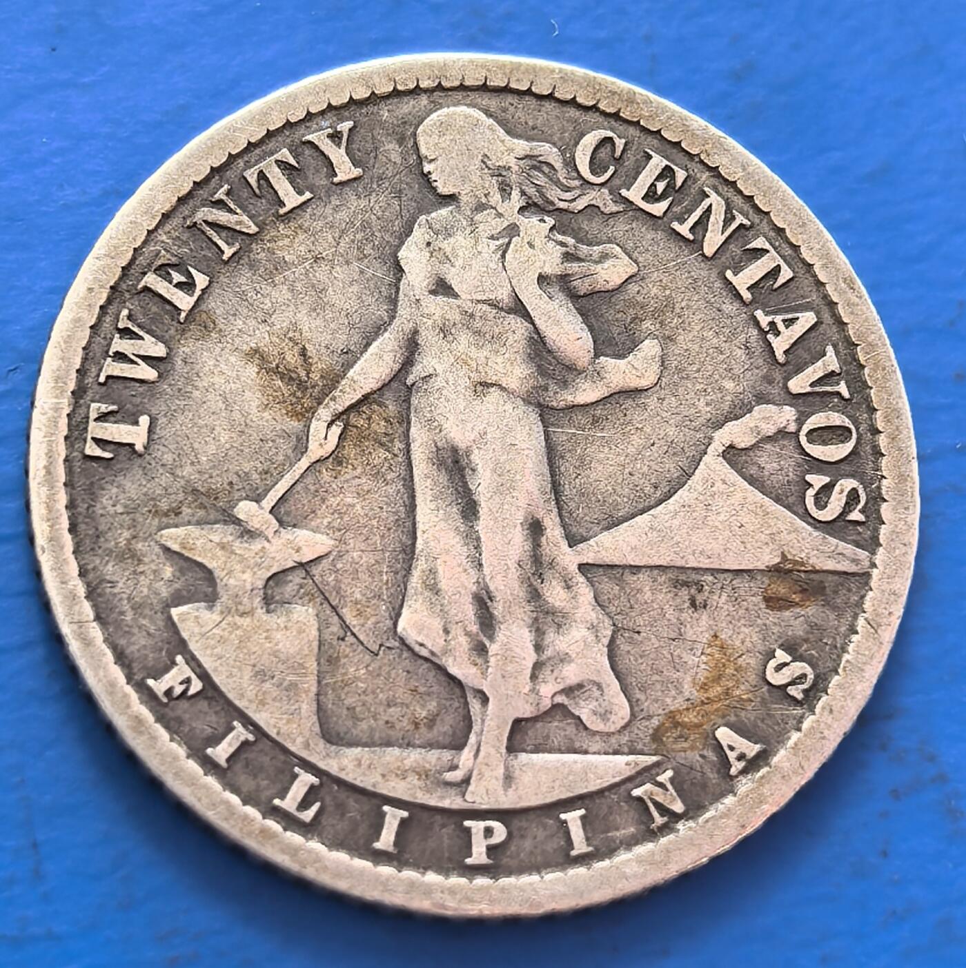 菲律宾1918年20分S版银币