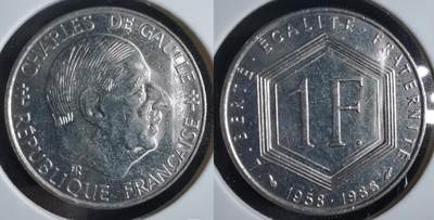 法国1988年戴高乐头像一法郎硬币