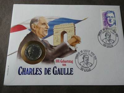 法国1988年戴高乐头像一法郎硬币