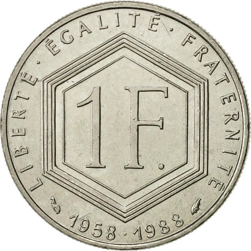 法国1988年戴高乐头像一法郎硬币