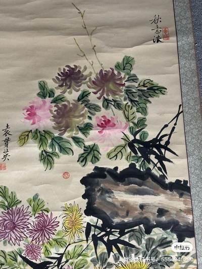 袁贯英手绘花草画
