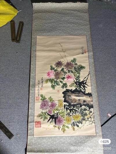 袁贯英手绘花草画