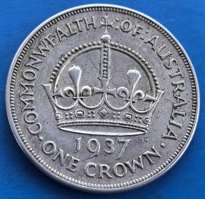 澳大利亚1937年高银皇冠克朗型大银币