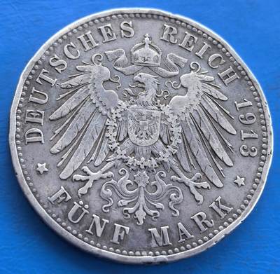 德意志帝国1913年5马克大银币A版