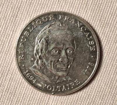 法国1994年纪念伏尔泰诞辰300周年5法郎纪念币