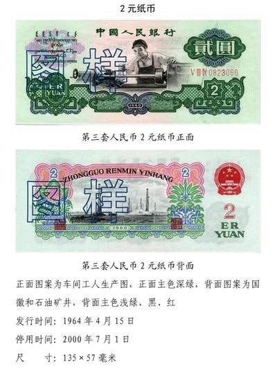 共和国第三套人民币贰元