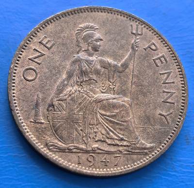 原光英国不列颠尼亚女神1947年大便士