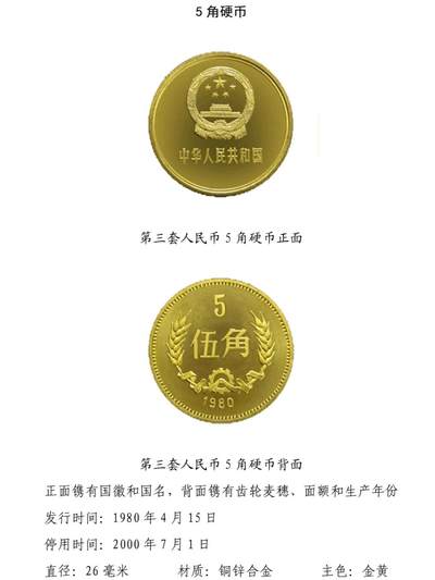 共和国第三套人民币5角硬币