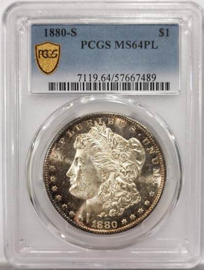 PCGS-MS64PL，美国1880年S版摩根