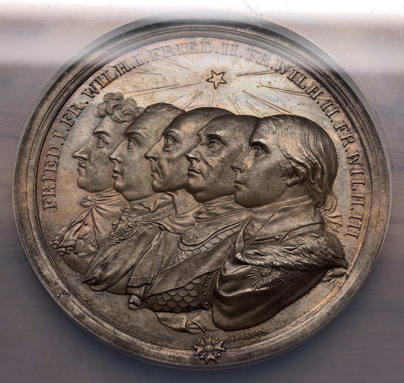 1801年德国普鲁士王国百年纪念大银章，NGC-MS63，历史名章