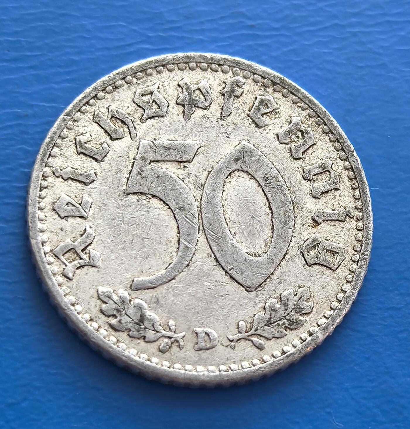 德国1935年希特执政初期50芬尼D版