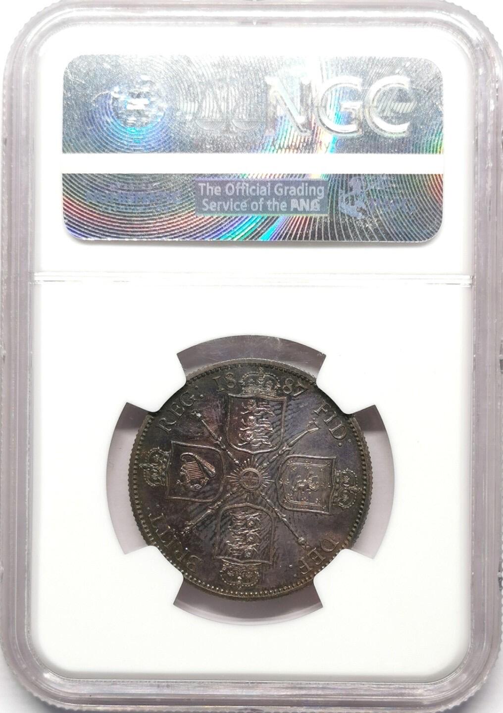 1887英国老维高冠2先令精铸NGC-PF63