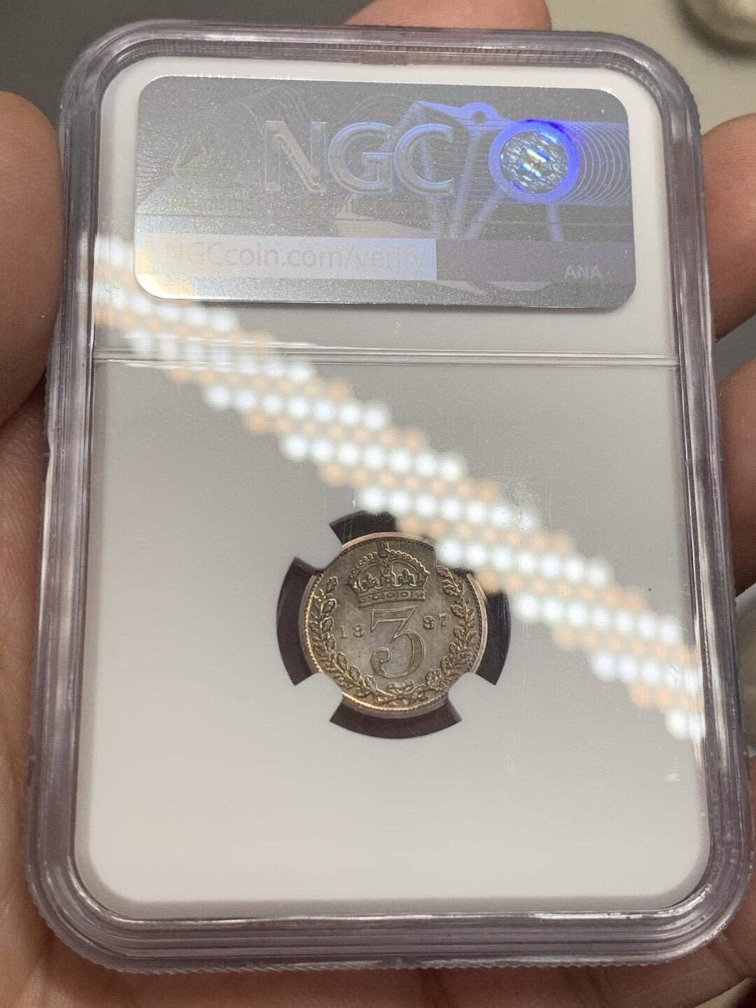 NGC PF64 英国1887年维多利亚高冠精制3便士银币