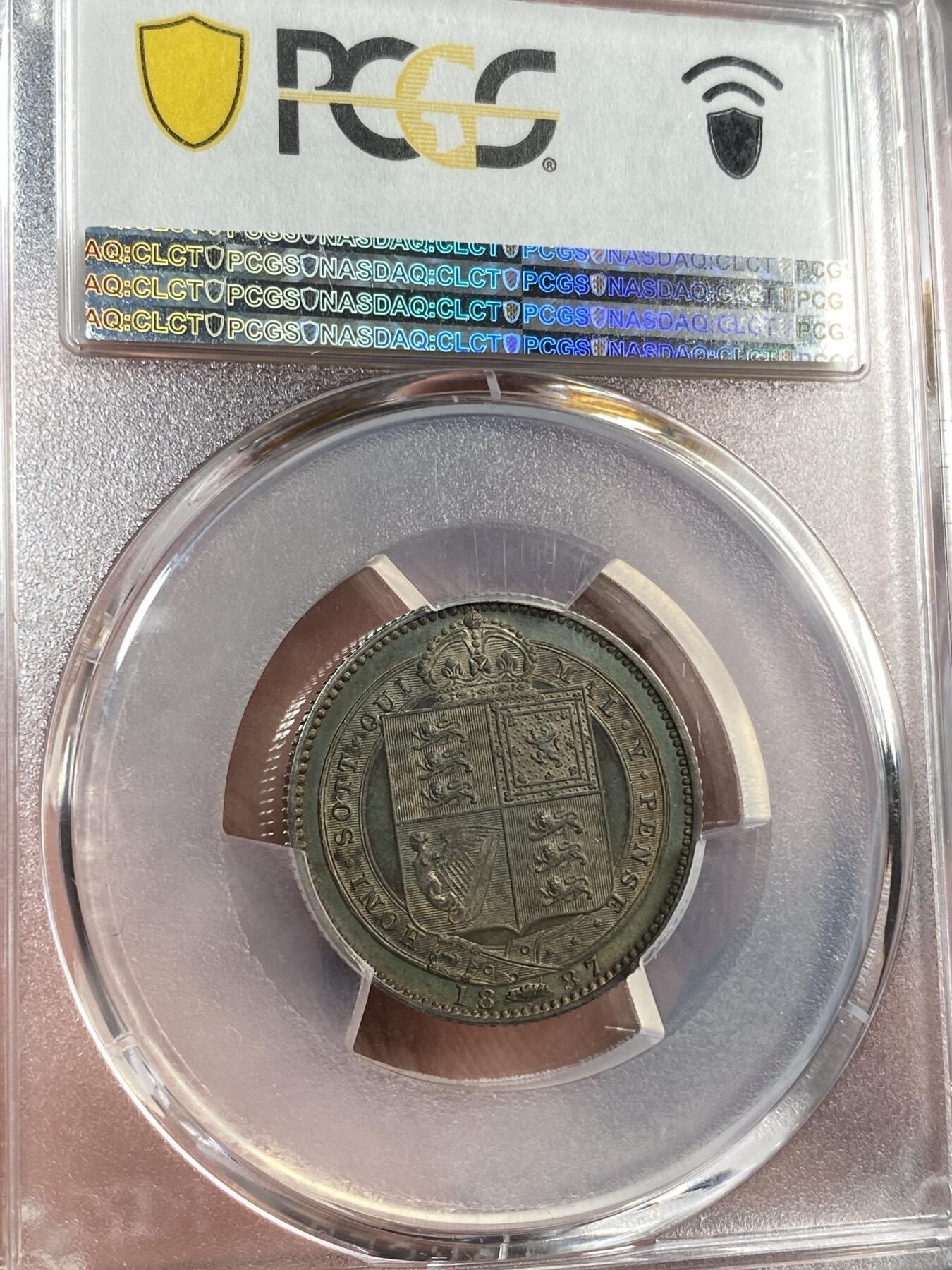PCGS PR65 1887年英国经典维多利亚女王精致1先令