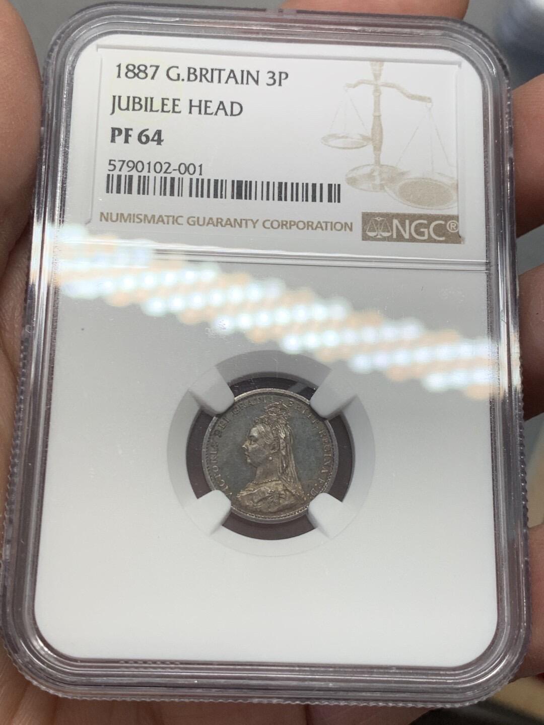 NGC PF64 英国1887年维多利亚高冠精制3便士银币