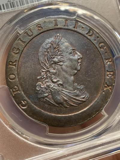 PCGS MS64BN 英国1797乔治三世车轮1便士大铜币