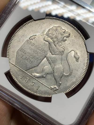 NGC MS62 德国1831年巴伐利亚路德维希一世公正而持久历史泰勒