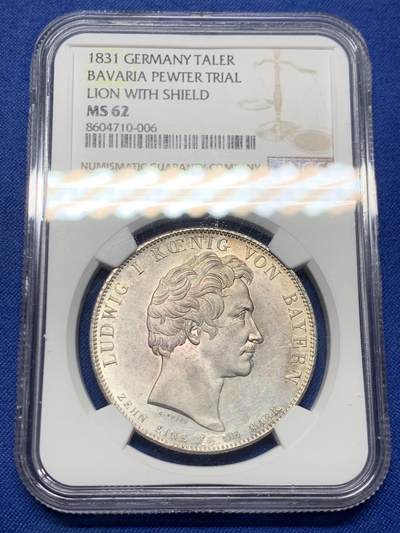 NGC MS62 德国1831年巴伐利亚路德维希一世公正而持久历史泰勒