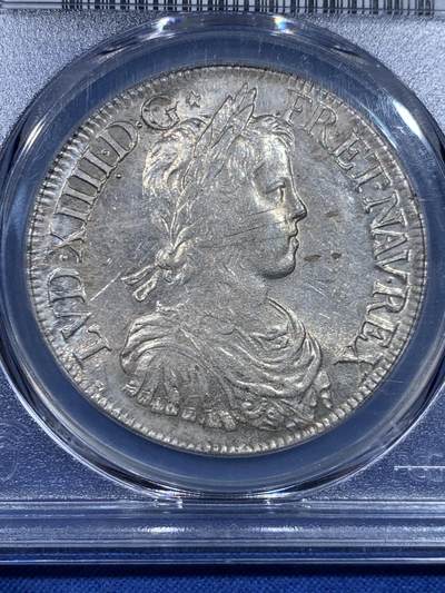 PCGS MS62 法国1651年路易十四少年头像1埃居银币
