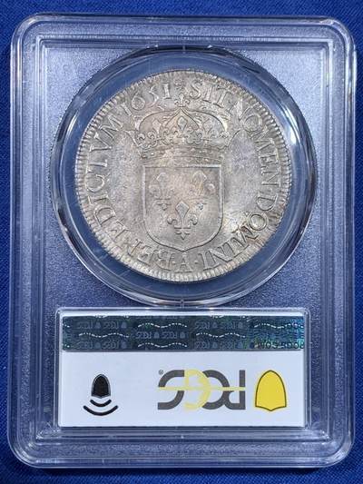 PCGS MS62 法国1651年路易十四少年头像1埃居银币
