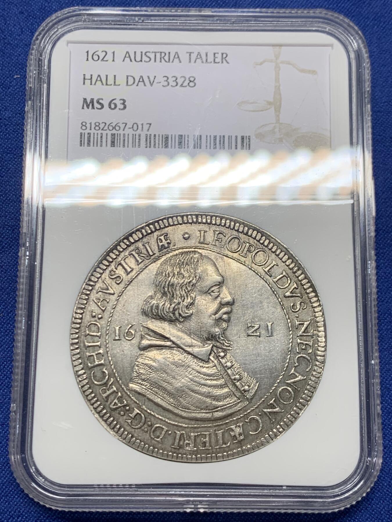 NGC MS63 神圣罗马帝国 奥地利1621年 利奥波德 泰勒大银币