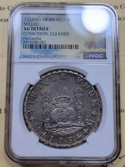 1734年地球双柱海捞银币