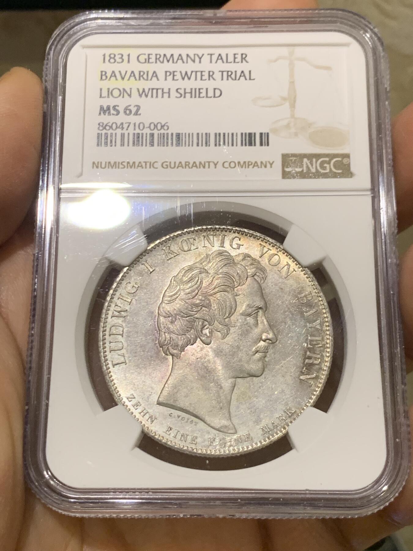NGC MS62 德国1831年巴伐利亚路德维希一世公正而持久历史泰勒