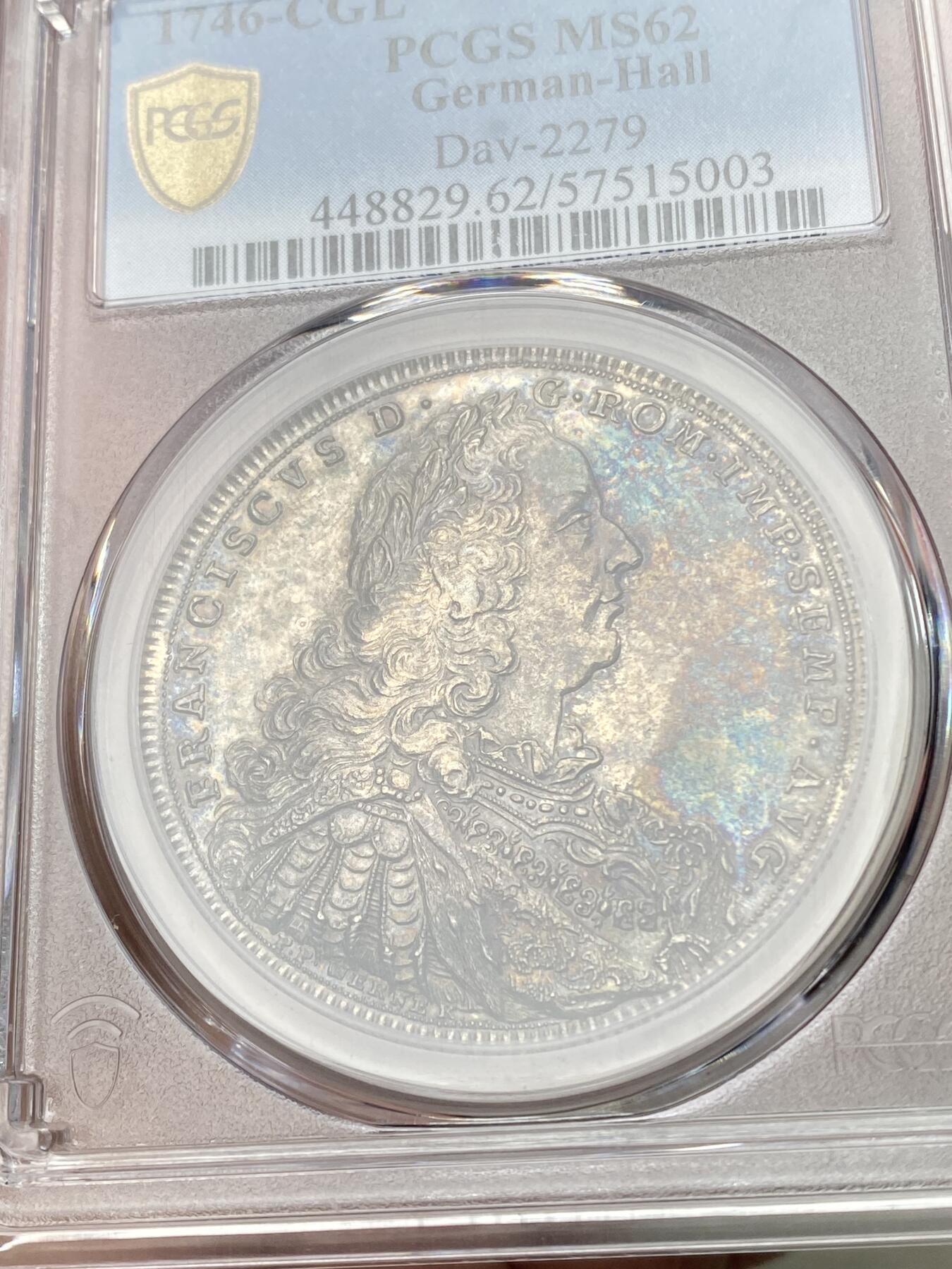 『藏图』PCGS MS62 1746年神圣罗马帝国时期哈尔自由市三盾徽大泰勒