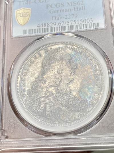 『藏图』PCGS MS62 1746年神圣罗马帝国时期哈尔自由市三盾徽大泰勒