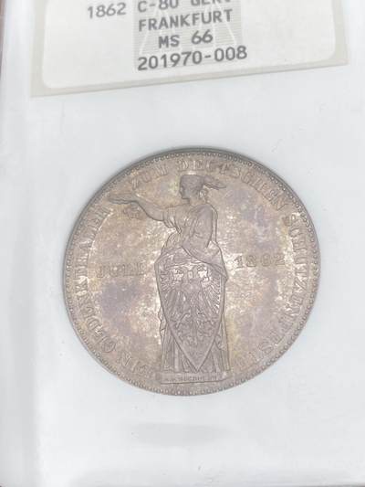 『藏图』NGC MS66 1862年德国法兰克福经典少女射击节1泰勒