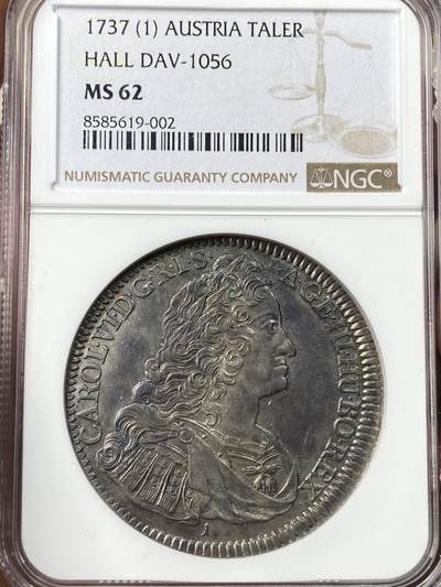 『藏图』NGC MS62 1737年神圣罗马帝国查理六世双头鹰大泰勒