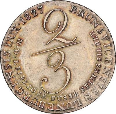 『藏图』NGC MS64 1827年大不列颠共治布伦瑞克-卡伦堡-汉诺威乔治四世2/3泰勒