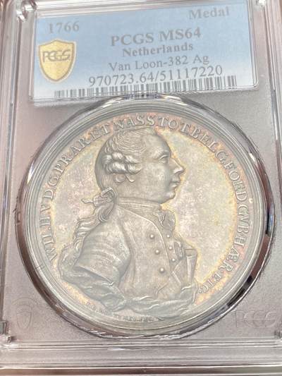 『藏图』PCGS MS64 1766年荷兰威廉五世就任荷兰总督纪念大银章