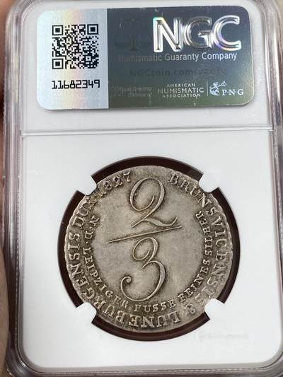 『藏图』NGC MS64 1827年大不列颠共治布伦瑞克-卡伦堡-汉诺威乔治四世2/3泰勒