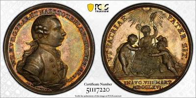 『藏图』PCGS MS64 1766年荷兰威廉五世就任荷兰总督纪念大银章