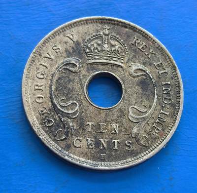 英属东非及乌干达保护领乔治五世登基初年1911年10分圆孔币