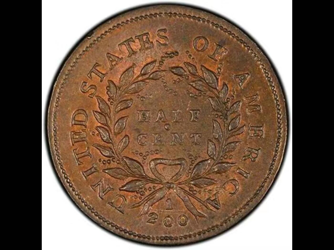 面值1/2美分的美国钱币