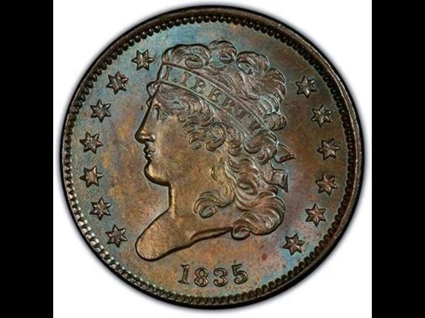 面值1/2美分的美国钱币