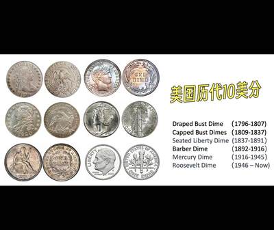 美国历代10美分银币