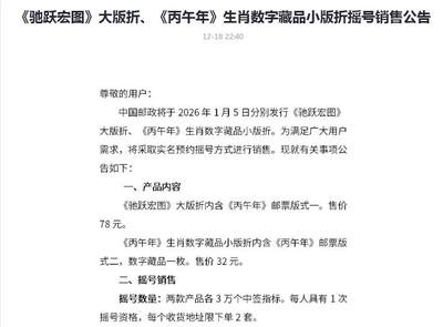 摇号来了——丙午马大版折摇号！丙午马数藏小版折摇号！首日至23时数藏马报名接近20万人。
