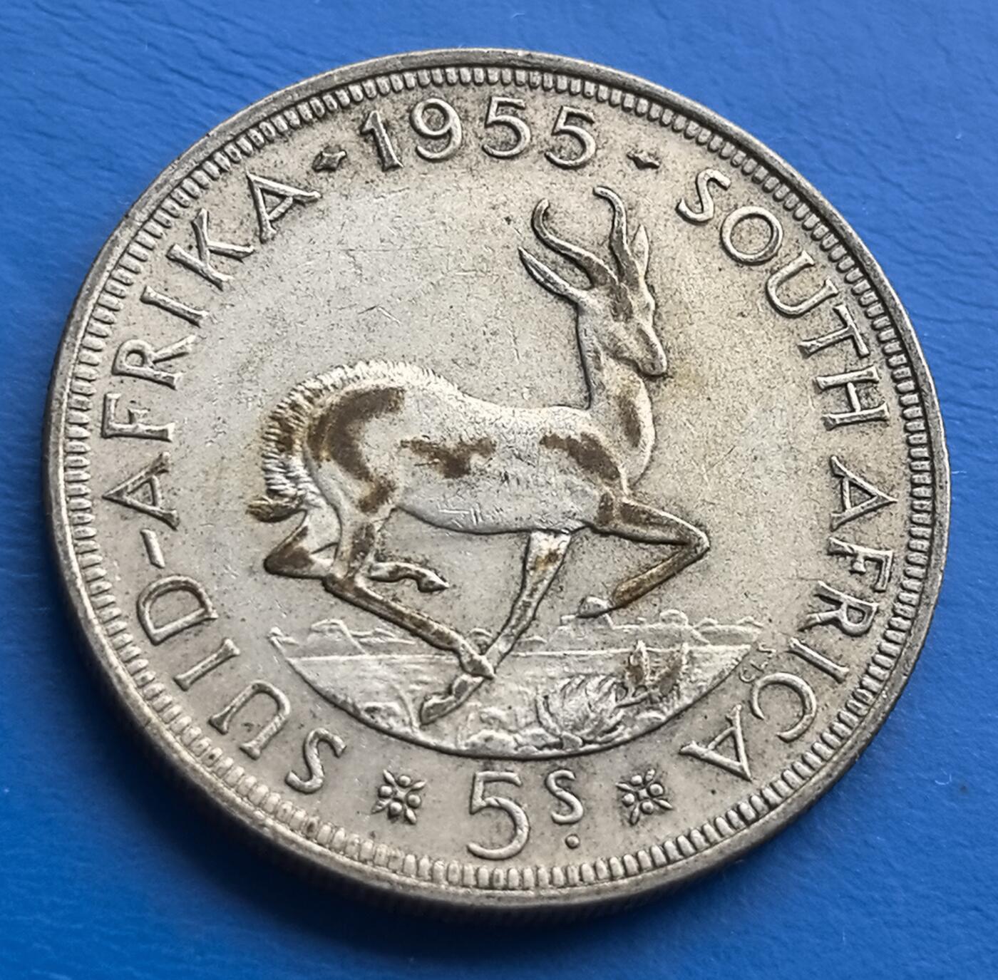 1955 年南非 5 先令银币