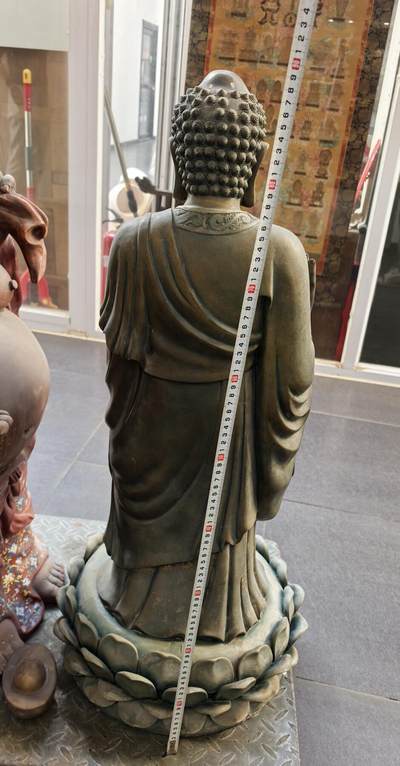 创汇时期，紫砂加铜彩释迦摩尼立像，朴素庄严，救济众生。高约89cm宽约38cm