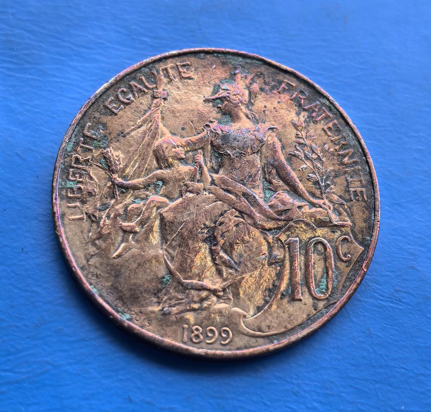 1899 年法国 10 生丁铜币